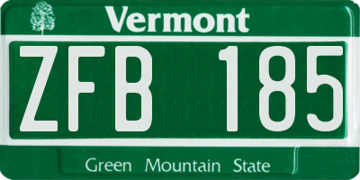 VT license plate ZFB185