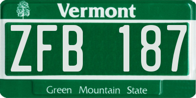 VT license plate ZFB187