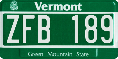 VT license plate ZFB189