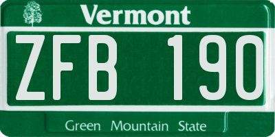 VT license plate ZFB190