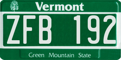 VT license plate ZFB192