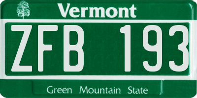 VT license plate ZFB193