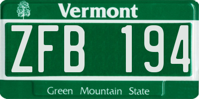 VT license plate ZFB194