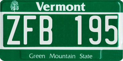 VT license plate ZFB195