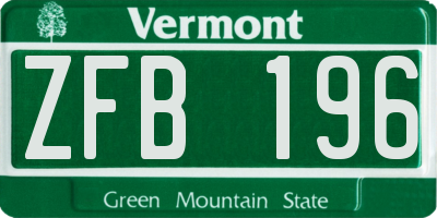 VT license plate ZFB196