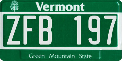 VT license plate ZFB197