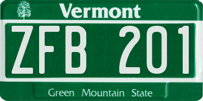VT license plate ZFB201