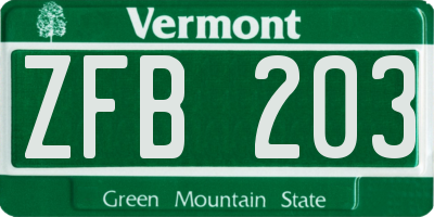VT license plate ZFB203