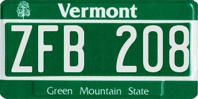 VT license plate ZFB208