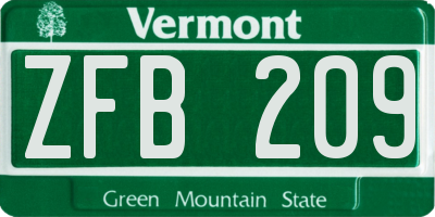VT license plate ZFB209