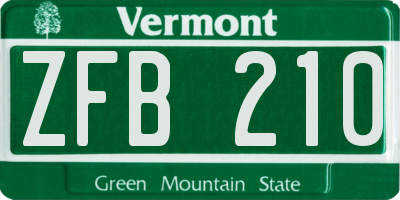 VT license plate ZFB210