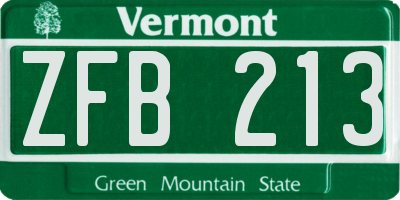 VT license plate ZFB213
