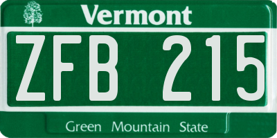 VT license plate ZFB215