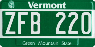 VT license plate ZFB220
