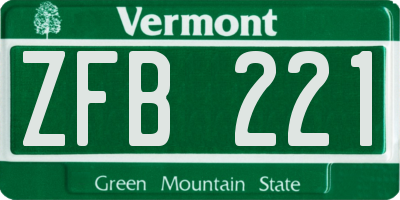 VT license plate ZFB221