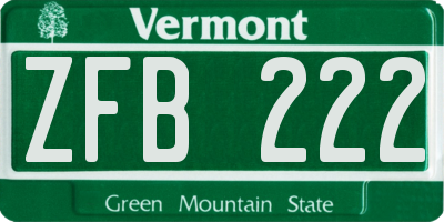 VT license plate ZFB222