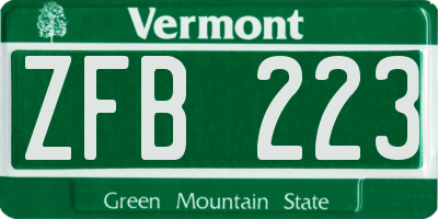 VT license plate ZFB223
