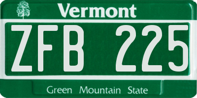 VT license plate ZFB225