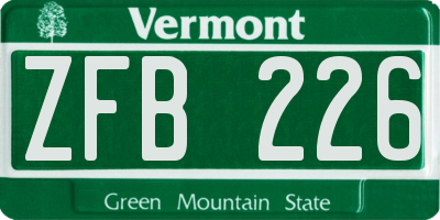 VT license plate ZFB226