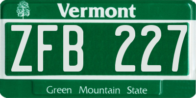 VT license plate ZFB227