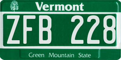 VT license plate ZFB228