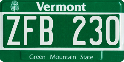 VT license plate ZFB230