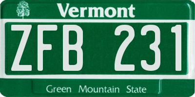 VT license plate ZFB231