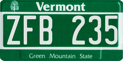 VT license plate ZFB235