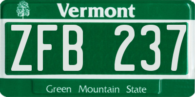 VT license plate ZFB237