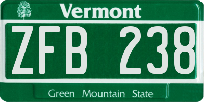 VT license plate ZFB238