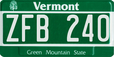 VT license plate ZFB240
