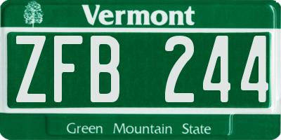 VT license plate ZFB244