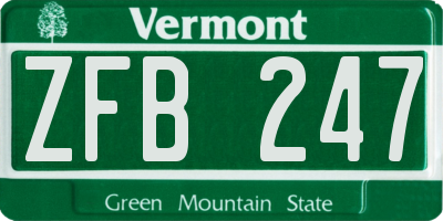 VT license plate ZFB247