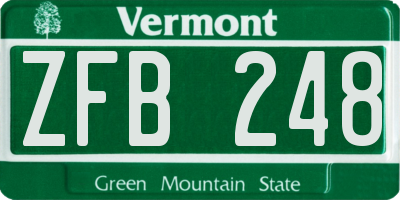 VT license plate ZFB248