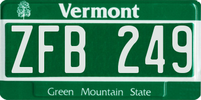 VT license plate ZFB249
