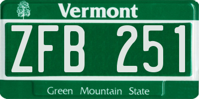 VT license plate ZFB251