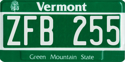 VT license plate ZFB255
