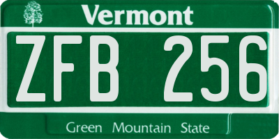 VT license plate ZFB256