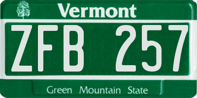 VT license plate ZFB257
