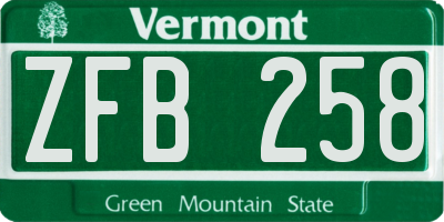 VT license plate ZFB258