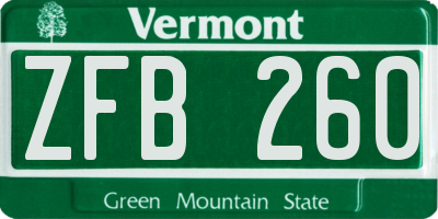 VT license plate ZFB260