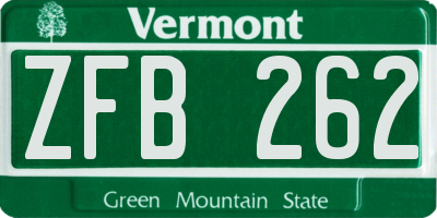 VT license plate ZFB262