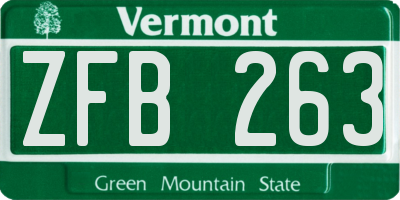 VT license plate ZFB263