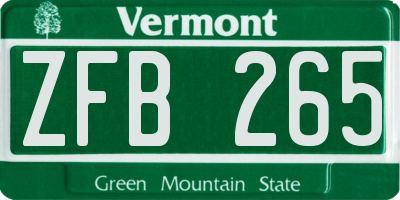 VT license plate ZFB265