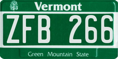 VT license plate ZFB266