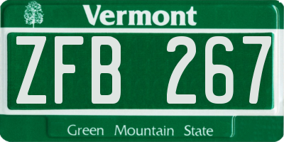 VT license plate ZFB267
