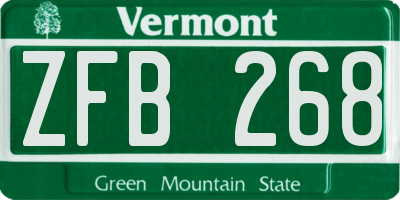 VT license plate ZFB268