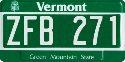 VT license plate ZFB271