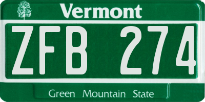 VT license plate ZFB274