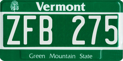 VT license plate ZFB275